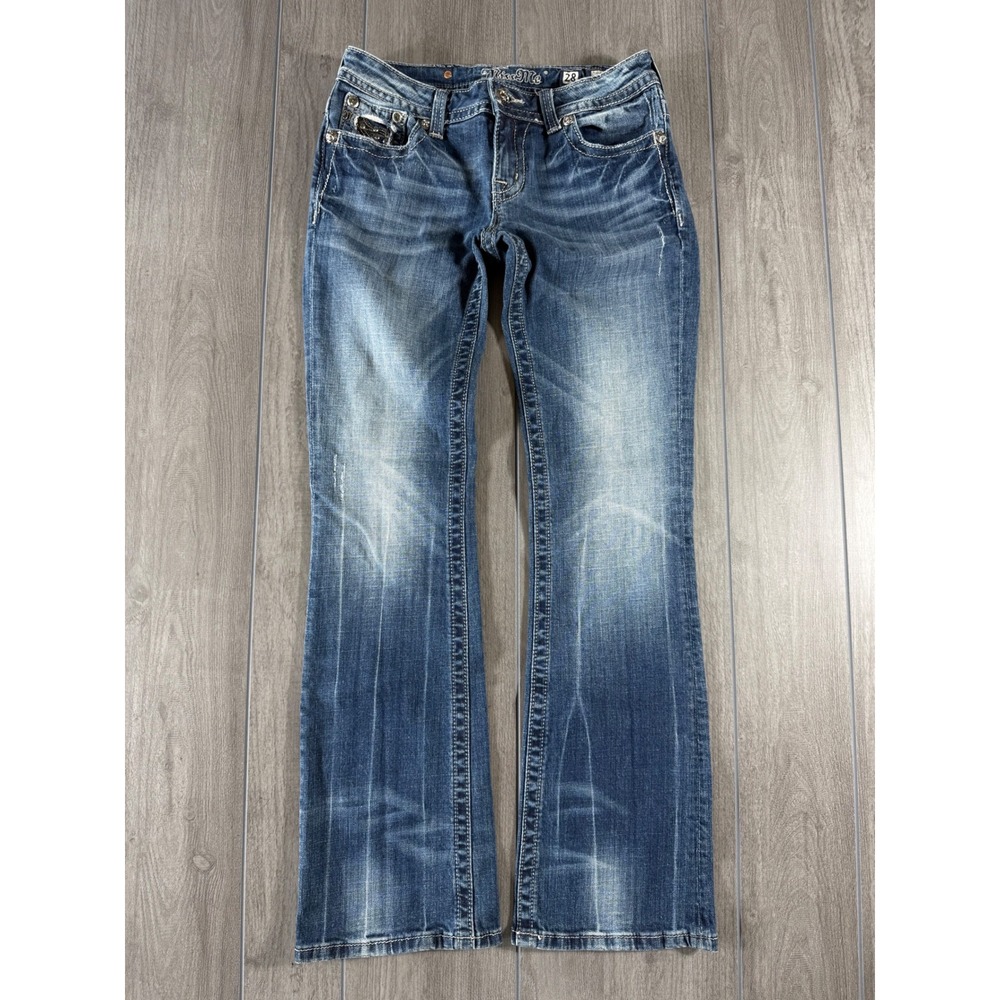 Miss Me Bootcut Jeans JP6063BV Blue Embellished Flap Pocket Size 28